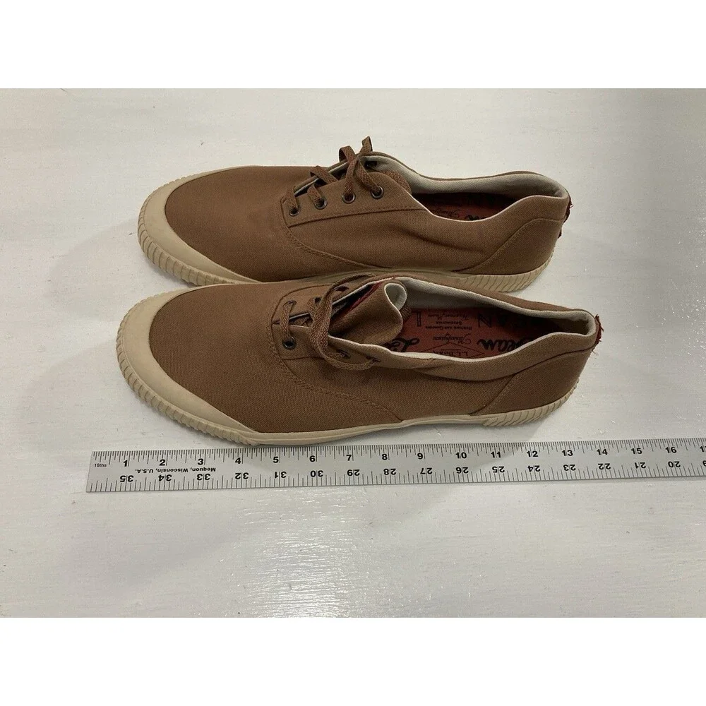 Flaw LL Bean Boat Shoes Mens 13M Brown Canvas Lace Up ECO Woods Casual Sneakers